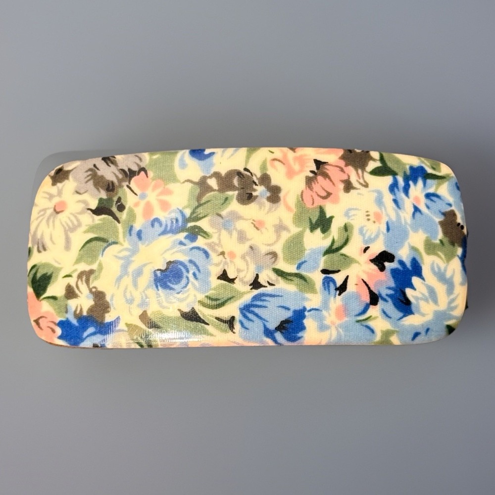 Vintage Wood Floral Rose Pink Blue Flower Spring‎ Clasp Hair Barrette 80's 4"